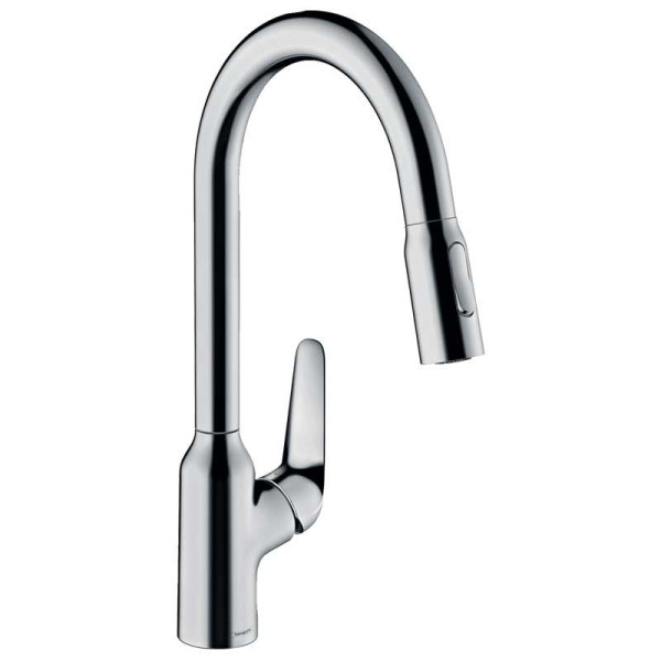 Hansgrohe Focus M42 Single Lever Kitchen Mixer 220 with Pull-Out Spray - Chrome (71800000)